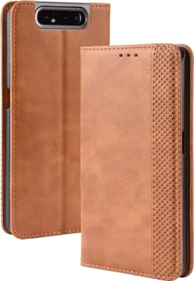 Produktbild von Mobigear Sensation  Samsung Galaxy A80 Hülle Klapphülle Geldbörse - Cognac