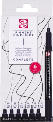 Immagine prodotto di Royal Talens 90480961 ROYAL TALENS Pigment Fineliner Complete, nero, set da 6