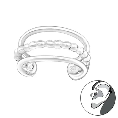 Produktbild von Ohrklemme Silber 925: Ear Cuff Ohrring ohne Loch dreireihig Silber