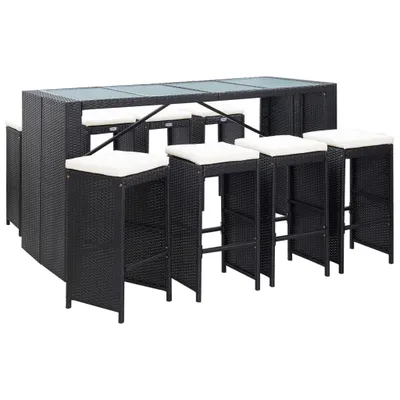 Obrázek produktu pro 9dílný zahradní barový set polyratan černý 8