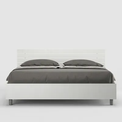 Produktbild von Modernes Doppelbett 160x190 Weiß mit Lattenrost und geradem Kopfteil Ankel