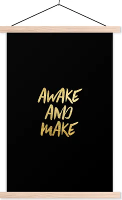 Produktbild von MuchoWow® Textilposter Zitate - Gold - Schwarz 40x60 cm mit holzfarbenen Rahmen - Poster