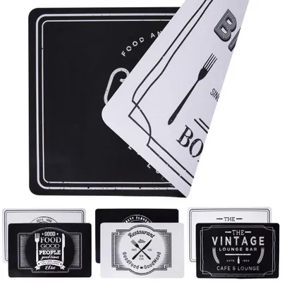 Image de Tapis de cuisine Vilde Dessous-de-plat Dessous-de-couverts DOUBLE CÔTÉ noir et blanc 43,5 x 28,5 cm