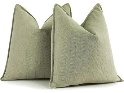 Produktbild von Kissenbezug Salbei Grün 40x40 cm 2er Set Chenille Sofakissen Dekokissen