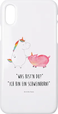 Produktbild von Mr. & Mrs. Panda Iphone 10 Handyhülle Einhorn Schwein - Weiß - Geschenk, Einhörner, Schweinchen, Handy, Unicorn, X, Hülle, Cover, Freundin
