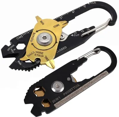 Produktbild von Go Go Gadget – 20-in-1-Multitool – Schlüsselanhänger-Karabiner – Survival – Notfallset – Vorbereitung – 1 Stück