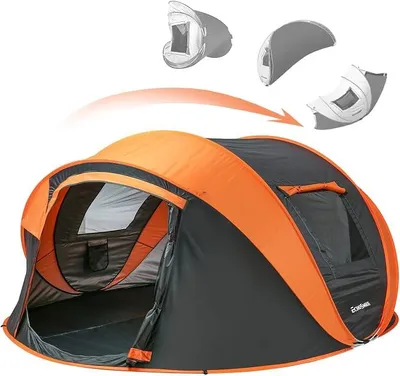 Imagen del producto de Tienda de campaña pop-up para 4-8 personas, tienda de campaña plegable e impermeable con 2 ventanas de ventilación, ideal para familias y actividades al aire libre como picnics, senderismo y camping