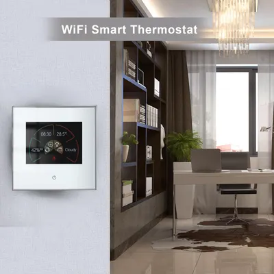 Image de Thermostat intelligent WiFi Contrôleur de température programmable hebdomadaire Contrôle tactile/application mobile/contrôle vocal compatible avec Alexa/ Home, pour chaudière à eau/gaz 5A