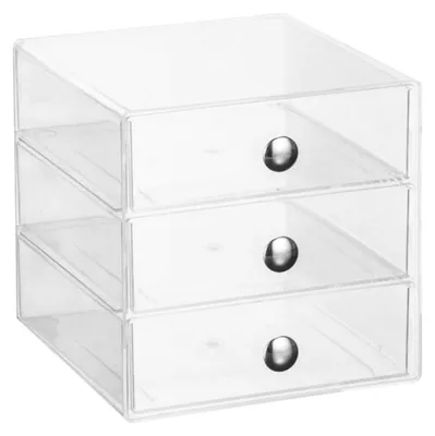 Produktbild von Schubladenschrank, Make-up Organizer, 3 Schubladen, 26,4 x 18,4 x 25,9 cm, Transparent, Kunststoff - iDesign | Drawers