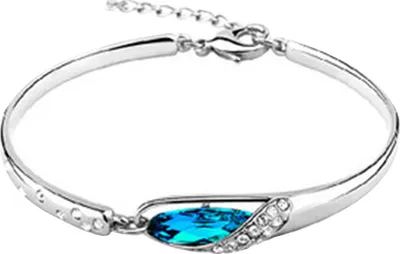 Produktbild von Eleganter Glasschuh, blauer Strass-Anhänger, Kettenarmband, Armreif, Schmuck, Geschenk-Hellblau