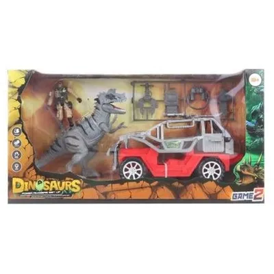 Produktbild von Spielzeugset Auto mit Dinosaurier Geländewagen Puppe 42x22x14cm für Kinder ab 3 Jahren