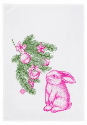 Produktbild von Geschirrtuch "Hasige Weihnacht" Pink