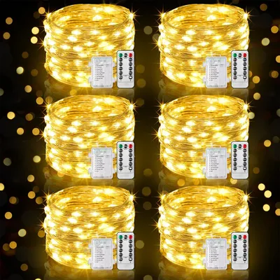 LED-Lichterkette 10 m, 100 warmweiße LEDs, batteriebetrieben, Timer