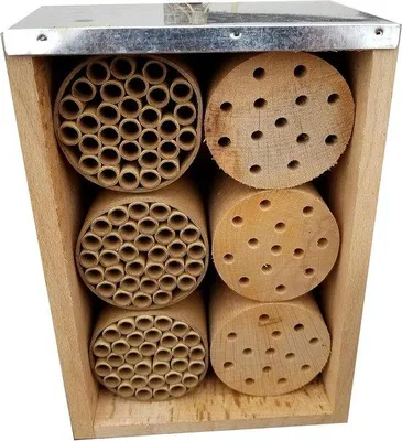 Immagine prodotto di Albergo per insetti in legno di faggio 23x11x16 cm, naturale