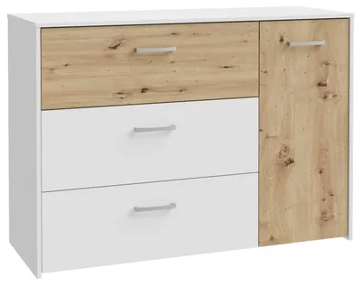 Sideboard CULGOA Kommode 3 Schubladen und 1 Tür Artisan Eiche / Weiß