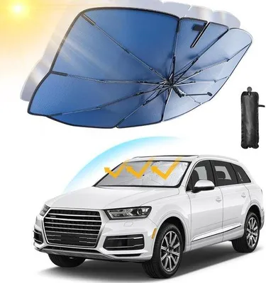 Productafbeelding van Famanu zonnescherm voor autoruiten - UV-bescherming, opvouwbaar, met verstelbare stang