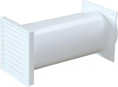 Produktbild von IKM Mauerkasten mit Rückstauklappe - Weiß, Rundanschluss ø 150 mm, Mauerstärken 120 bis 450 mm