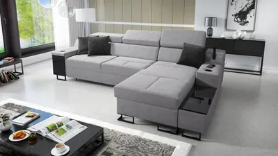 Produktbild von Das komfortable Ecksofa Aria I Maxi mit Schlaffunktion und praktischer Bettzeugablage - Ihr idealer Platz zum Entspannen!