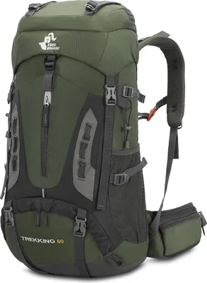 Produktbild von 60L Wasserdichter leichter Wanderrucksack mit Regenschutz, Outdoor Sport Tagesrucksack Reisetasche für Klettern Camping Reisen,Armeegrün