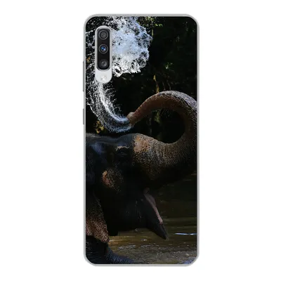 Produktbild von MuchoWow® Handyhülle Schutzhülle Hülle für Samsung Galaxy A70 Elefant - Wasser - Rüssel - Tiere - Natur Silikon Softcase Handy Hülle - Schutzhaube