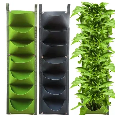 Obrázek produktu pro Merco Vertical Grow Bag 7 textilní květináče na zeď černá balení 1 ks
