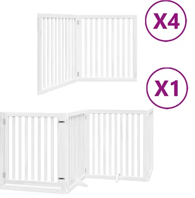 Zdjęcie produktu dla vidaXL 12-częściowa bramka dla psa z drzwiczkami składana biała 960 cm drewno topolowe