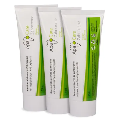 Produktbild von ApaCare Zahncreme mit flüssigem Zahnschmelz Hydroxylapatit 3x75ml