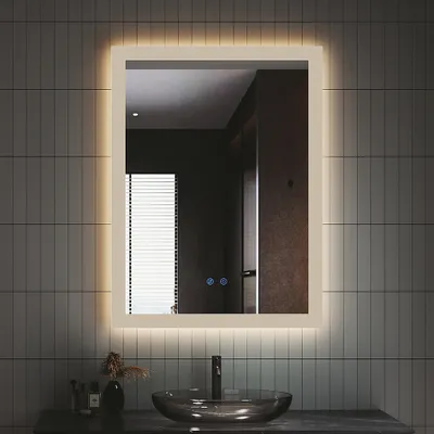 Produktbild von IMPTS LED Bad Spiegel 50x70cm Badspiegel mit Beleuchtung Touchschalter Antibeschlag Dimmbar neutralweiss, Lichtspiegel Badezimmerspiegel Wandspiegel
