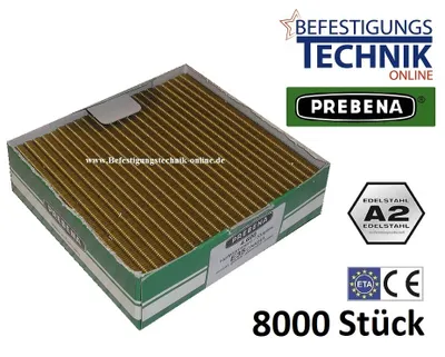 Image de Prebena E Agrafes 15mm inox BeA Paslode Schneider Würth 90 Senco L KL-12 8,0M