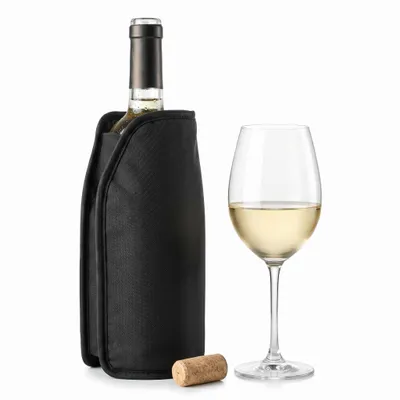 Produktbild von PRECORN Weinkühler Manschette Schwarz – Flexibel, Wiederverwendbar, Ideal für Standardflaschen, Wein, Sekt, Picknick, Grill, Geschenk