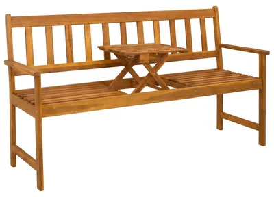 Imagen del producto de Banco de jardín, 158 x 55 x 89 cm, madera maciza de acacia, color natural, rectangular