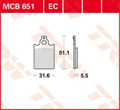 Obrázok produktu pre Sada brzdových doštičiek TRW MCB651 Supercity 50 Vespa PX150 P150X Formula 125 FR2