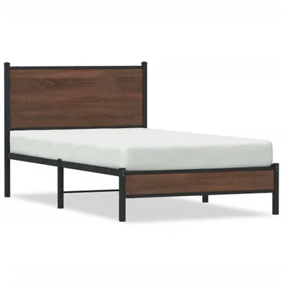 Obrázok produktu pre vidaXL Kovová posteľ bez matraca Hnedý dubový vzhľad 107x203 cm