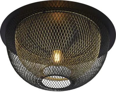 Produktbild von Deckenlampe Metall E27 Ø 40 cm rund in Schwarz Gold Modern
