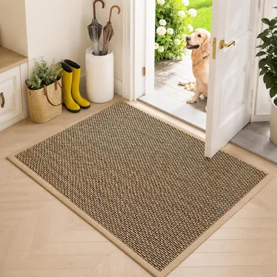 Zdjęcie produktu dla Wycieraczka 80x100 cm, brązowa, antypoślizgowa i wodoodporna, do drzwi wejściowych
