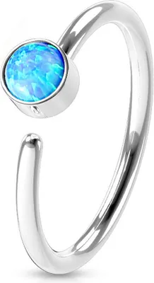 Produktbild von viva-adorno 0,8mm Nasenring Nasenpiercing Piercing Hoop Ring Opal Tragus Helix Cartilage Rook Ohrpiercing Z520, silber / türkis