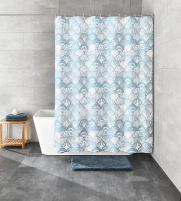 Zdjęcie produktu dla Tekstylna zasłona prysznicowa Kleine Wolke CONCHA Iceblue 180 x 200 cm