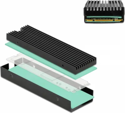 Zdjęcie produktu dla DeLOCK Odbiornik ciepła do M.2 SSD 2280 czarny, Radiator, Czarny