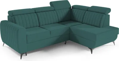Produktbild von Couch für Wohnzimmer, Samstoff, Ecksofa mit Schlaffunktion und Bettkasten, Schlafsofa, Sofagarnitur, L Sofa Eckcouch L-Form Wohnlandschaft mit Bettfunktion - Ecksofa MOSTA II Dunkelgrün (Castel 75) - Rechts