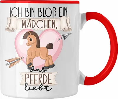 Produktbild von Trendation - Pferde Reiterin Tasse Geschenk Frauen Ich Bin Bloß Ein Mädchen Das Pferde Liebt Reiten Pferdeliebhaber Geschenk Spruch Geburtstag (Rot)