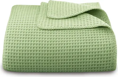 Immagine prodotto di Coperta estiva in piqué 140x200 cm, coperta leggera e avvolgente, traspirante, termoregolante, facile da lavare Verde antico