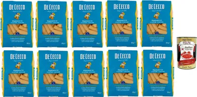 Produktbild von 10x Pasta De Cecco 100% Italienisch Rigatoni N°39 Nudeln 500g + Italian Gourmet Polpa 400g