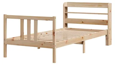 Produktbild von Bettgestell mit Kopfteil ohne Matratze 90x190 cm aus Kiefernholz für Schlafzimmer und Gästezimmer
