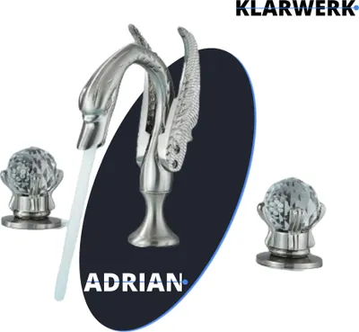 Produktbild von ADRIAN | 3-Loch Badarmatur großer Schwan Chrom | Hotel Gastronomie r Design Wasserhahn Badewanne 2 Griff Mischbatterie Waschtischarmatur