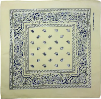 Produktbild von Bandana Tuch Paisley Muster 02 beige blau quadratisches Kopftuch