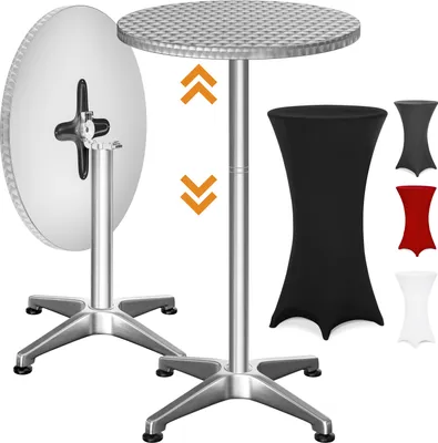 Image de CASARIA® Table Basse Mange debout Aluminium - Table à Manger et Meuble Cuisine - Hauteur Réglable 70-115 cm, Plateau Pliable 60 cm, 4 Pieds Stables, Résistante aux Intempéries, Housse noire incluse