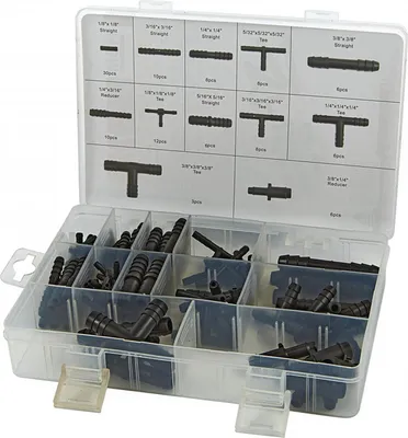 Immagine prodotto di Kit assortimento connettori sottovuoto efficiente per manutenzione e sostituzione, kit di 113 connettori per vuoto spinati, tra cui raccordo a T, riduttore e connettori dritti per sostituire i tubi di aspirazione,set 113 pezzi