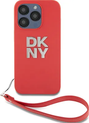 Produktbild von DKNY, Hlle fr Apple iPhone 15 Pro Max mit Metall-Logo und Handgelenkband, Rot