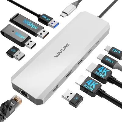Produktbild von WAVLINK Laptop-Dockingstation, 2 x HDMI, 10gbps USB-A/C
