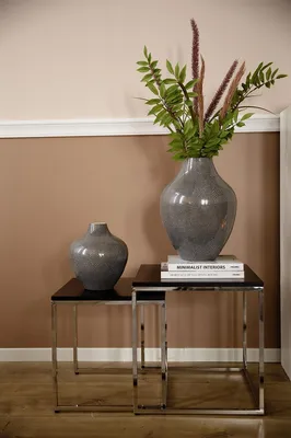 Image de Fink GLORIA, Vase, porcelaine, gris, L. 30 cm, l. 30 cm, H. 41 cm, D. 30 cm, référence : 127119